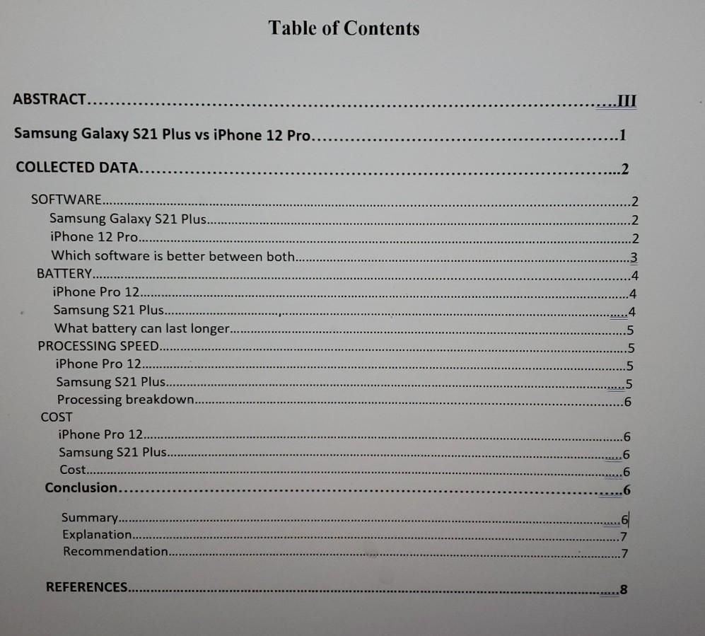 write actual report of iPhone 12 Pro vs Samsung