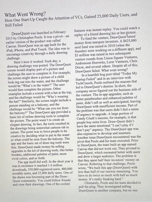 What Went Wrong? How One Start-Up Caught the