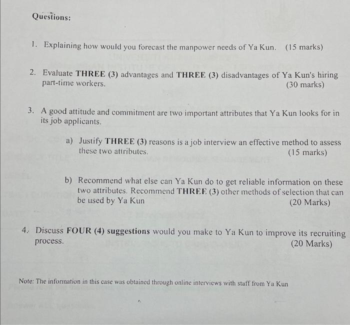 question 4 please Ya Kun Kaya Toust Ya Kun's