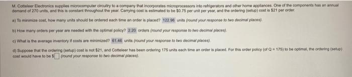 help me solve just D. M Cotteloor Electronics