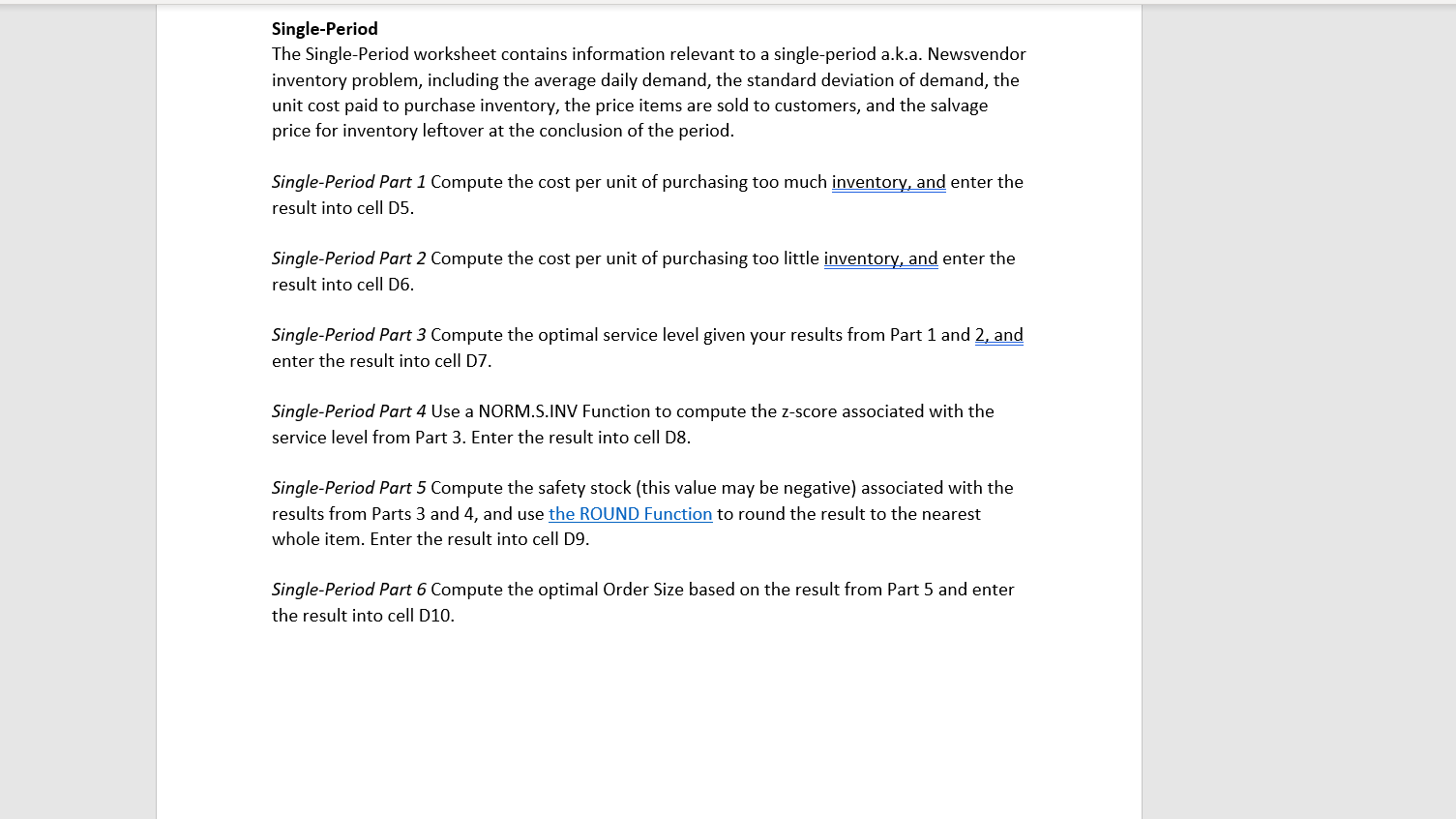 *Please show all the functions and formulas used