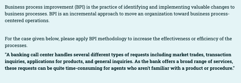 Business process improvement (BPI) is the