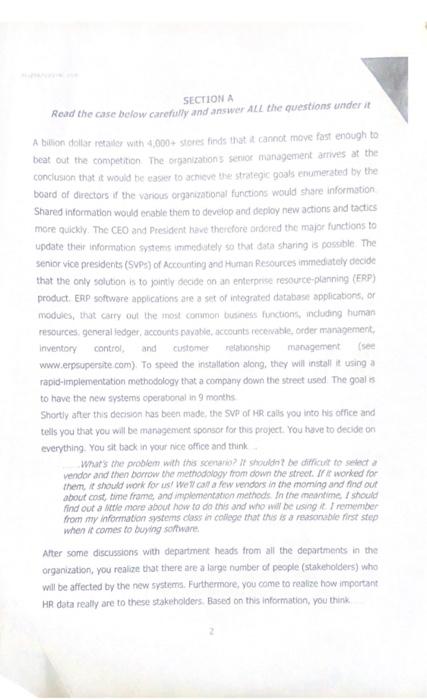 HRIS READ THE CASE STUDY AND ANSWER THE QUESTIONS