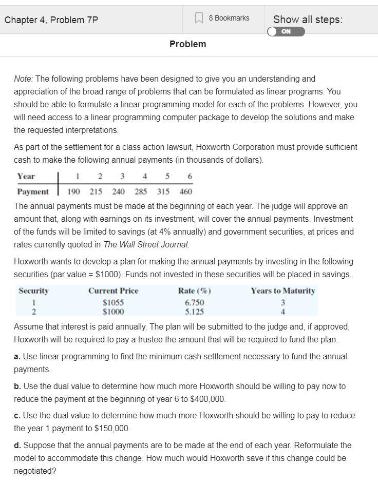Chapter 4, Problem 7P 8 Bookmarks Show all steps: