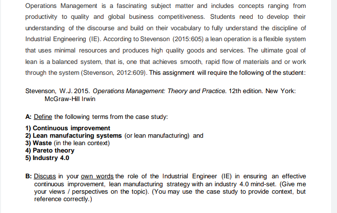 B only Operations Management is a fascinating