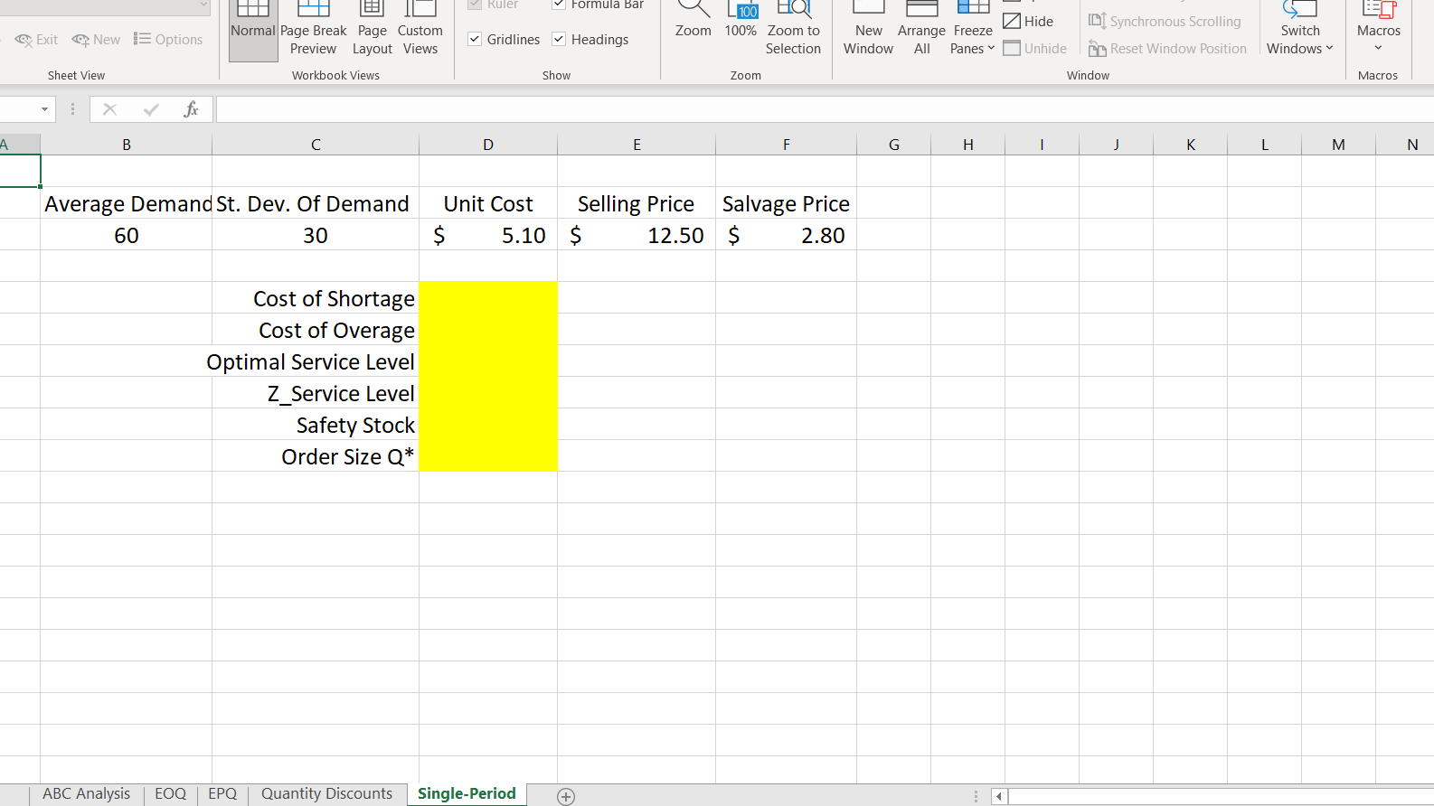 *Please show all the functions and formulas used