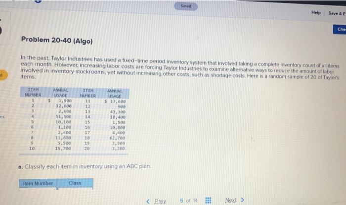 Saved Help Save & E Ches Problem 20-40 (Algo) In