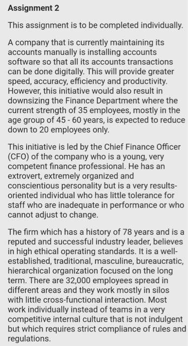 Assignment 2 This assignment is to be completed