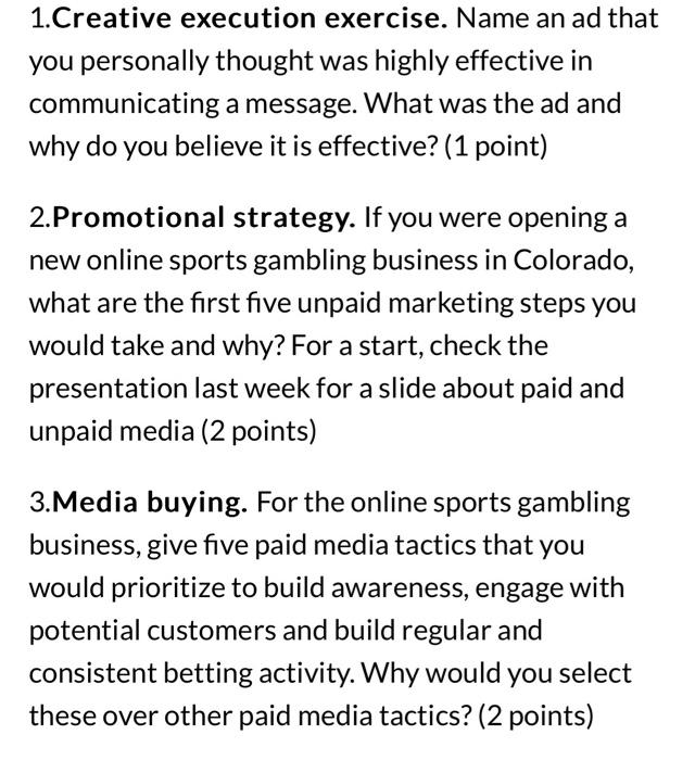 1.Creative execution exercise. Name an ad that