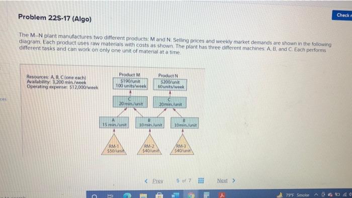 Problem 225-17 (Algo) Check The M-N plant