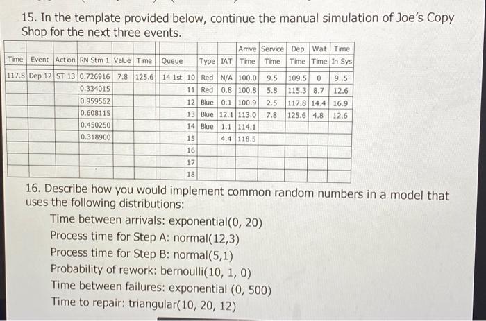15. In the template provided below, continue the
