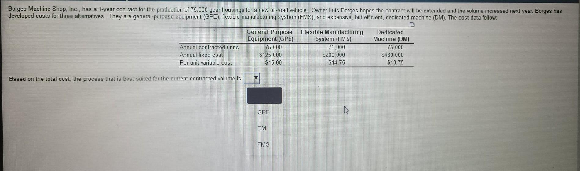Borges Machine Shop, Inc., has a 1-year contract