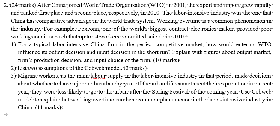 2. (24 marks) After China joined World Trade