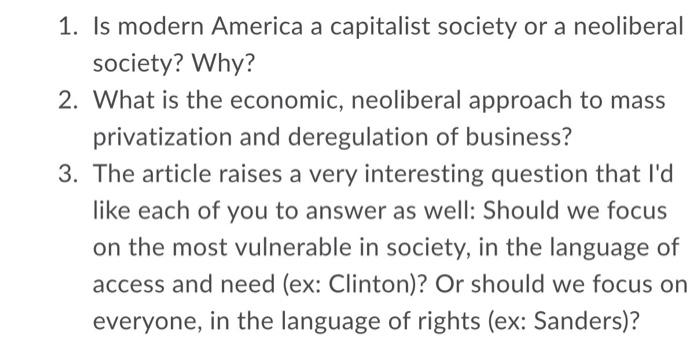 Also can you define what neoliberism is 1. Is