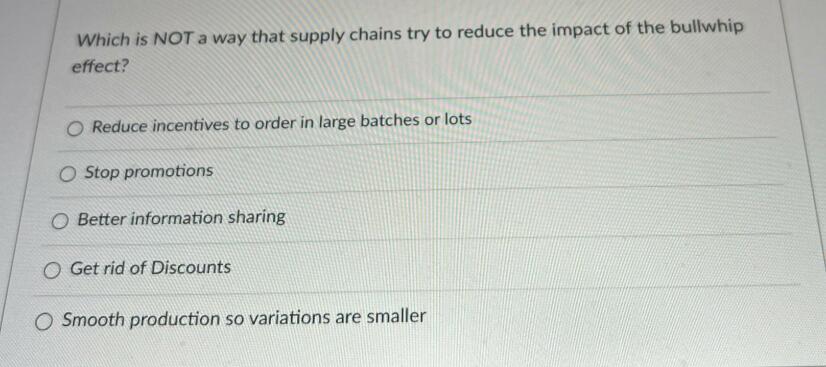 Supply Chain Management Which is NOT a way that