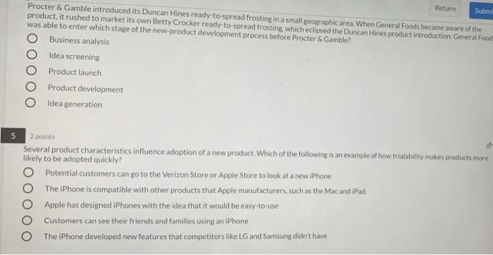 Return Subm Procter & Gamble introduced its