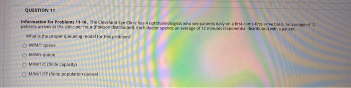 QUESTION 11 Information for Problems 11-16. The