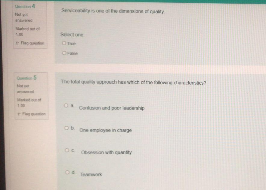 Question 4 Serviceability is one of the