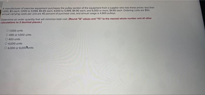PLEASE SHOW WORK A manufacturer of exercise