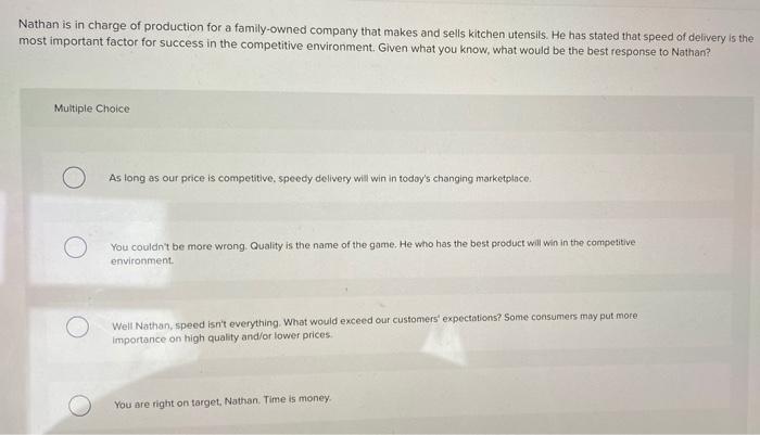 Nathan is in charge of production for a