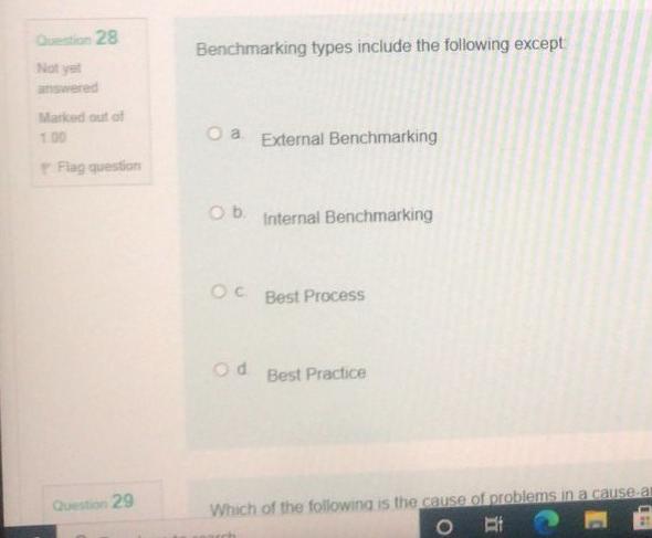 28 Benchmarking types include the following