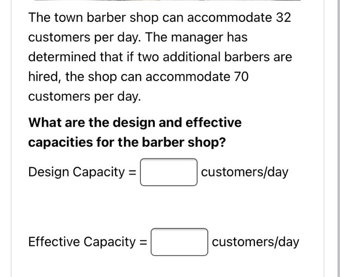 The town barber shop can accommodate 32 customers