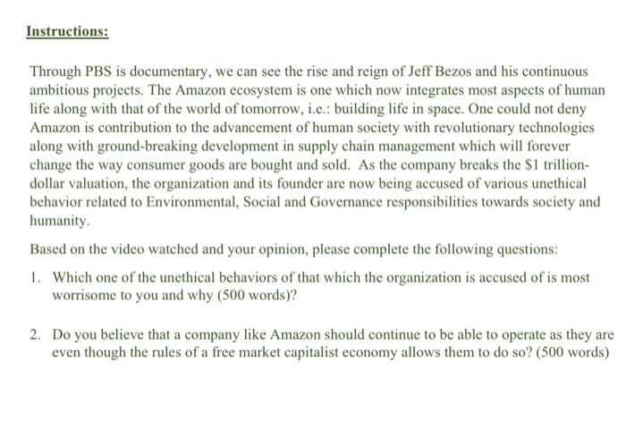 Instructions: Through PBS is documentary, we can