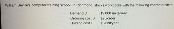 a) The EOQ for the workbooks is 481 (round your