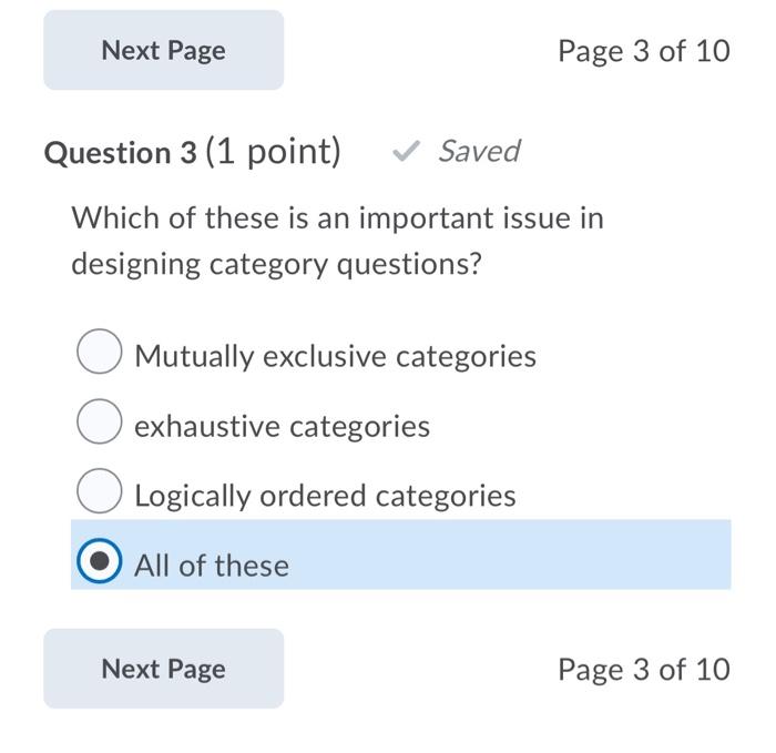 Next Page Page 3 of 10 Question 3 (1 point) Saved