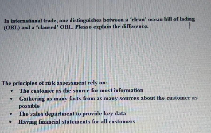 In international trade, one distinguishes between