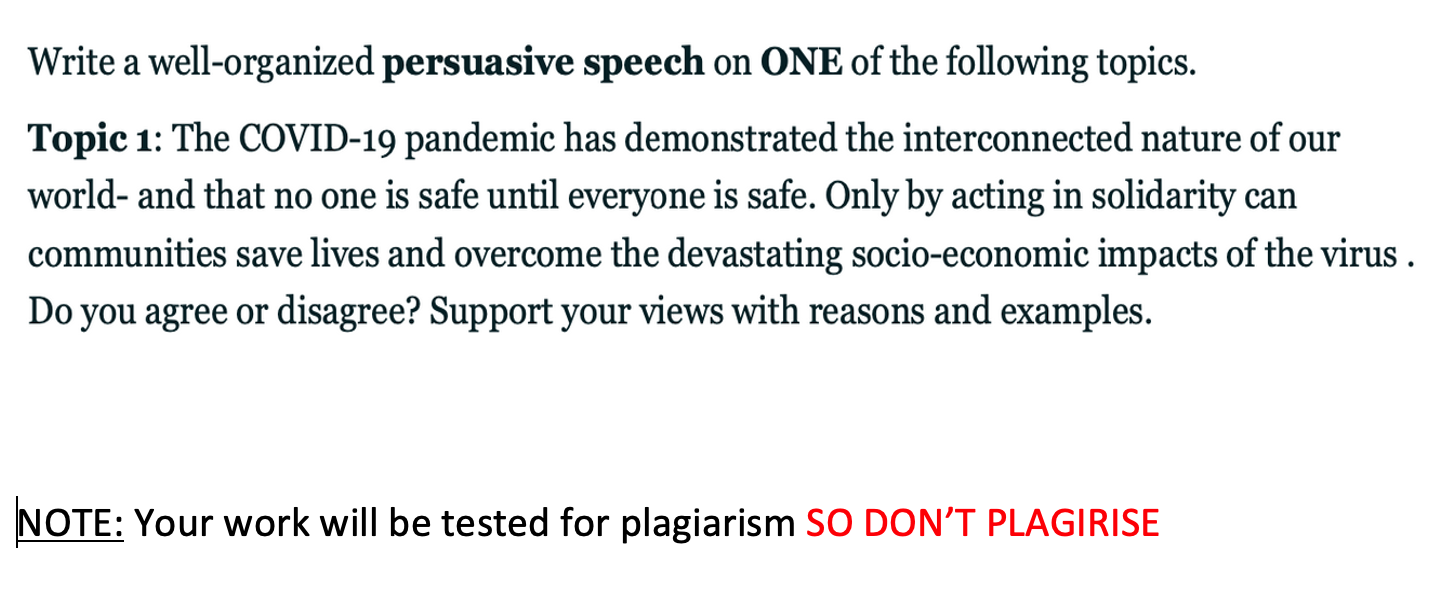 Write a well-organized persuasive speech on ONE