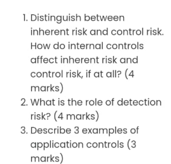 1. Distinguish between inherent risk and control
