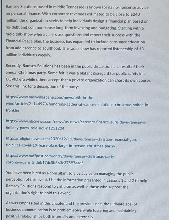 Ramsey Solutions based in middle Tennessee is