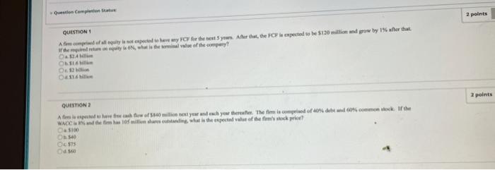 to compensate 2 points QUESTION A.com et expected
