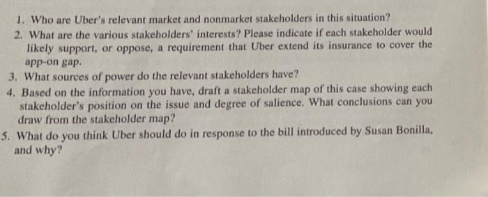 1. Who are Uber's relevant market and nonmarket