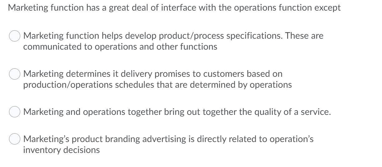 Marketing function has a great deal of interface