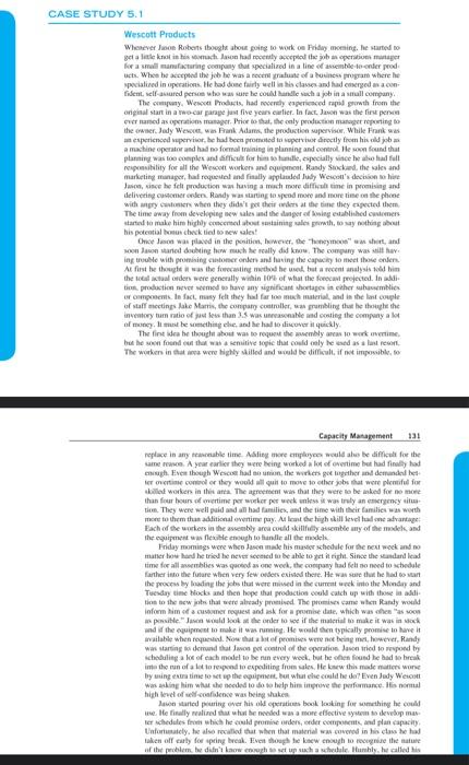 answer the questions Wescott Products frifent,