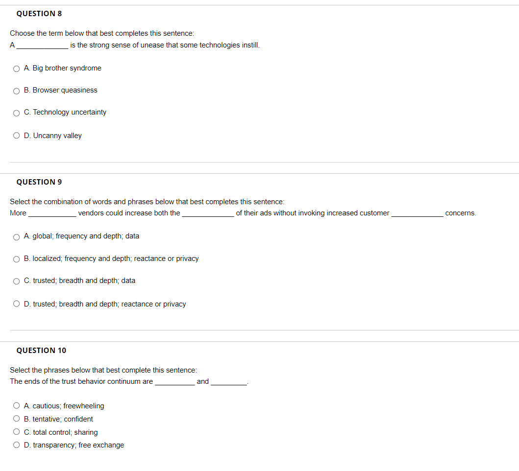 Choose the term below that best completes this