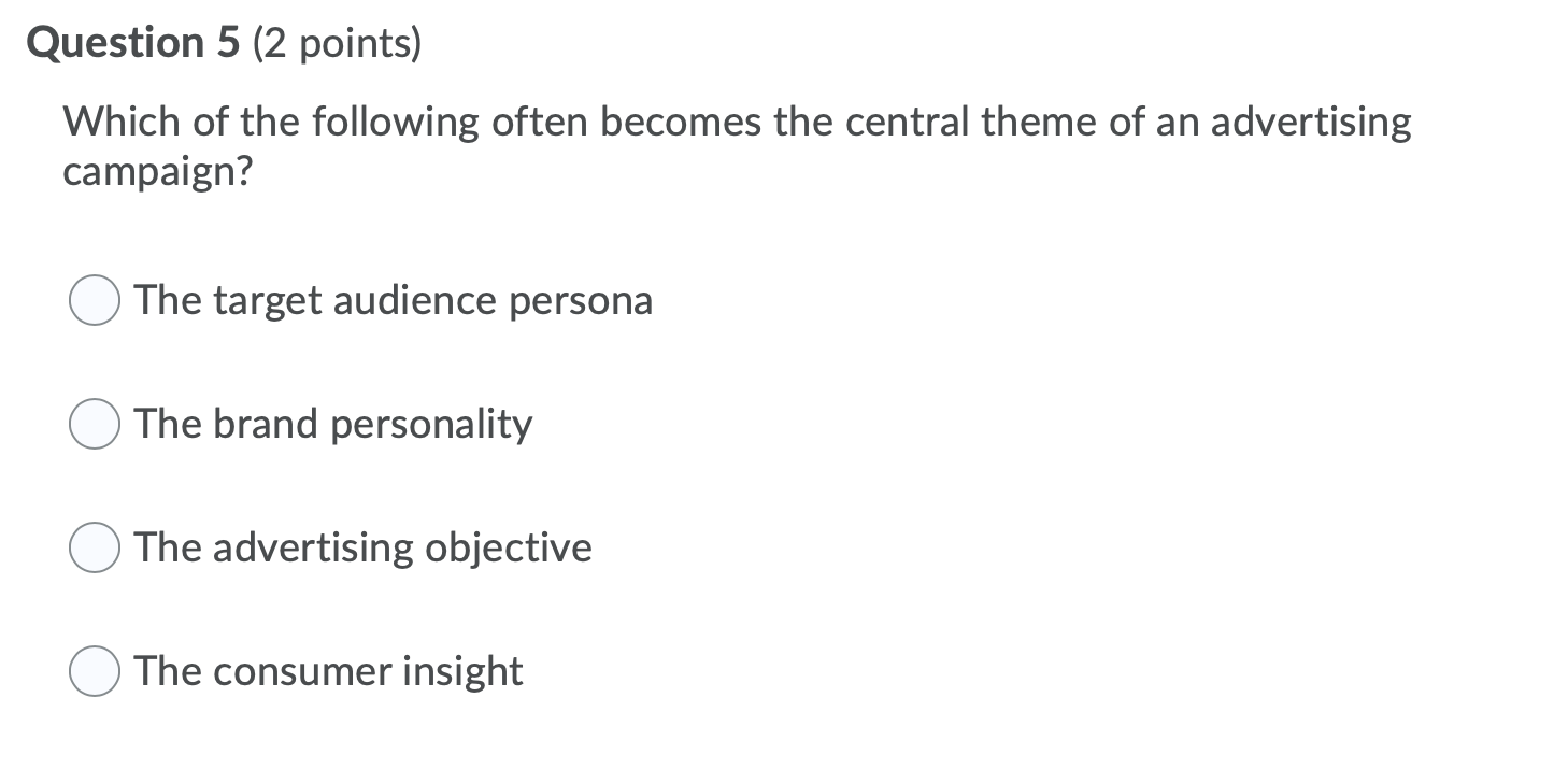 please help Question 5 (2 points) Which of the