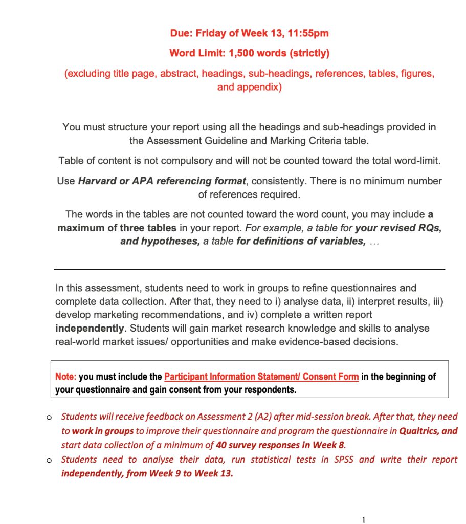Due: Friday of Week 13, 11:55pm Word Limit: 1,500