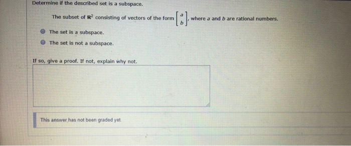 Determine if the described set is a subspace. The