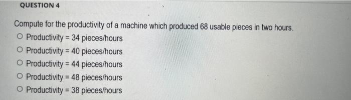Compute for the productivity of a machine which