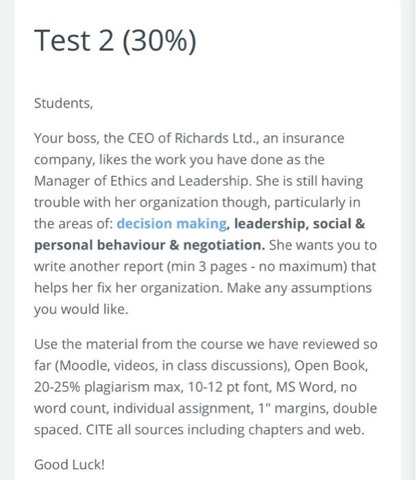 course name - Ethical leadership and critical