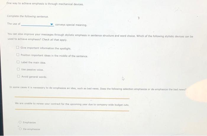 3.3 a,b &c One way to achieve emphasis is through