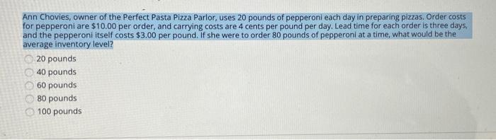 Ann Chovies, owner of the Perfect Pasta Pizza