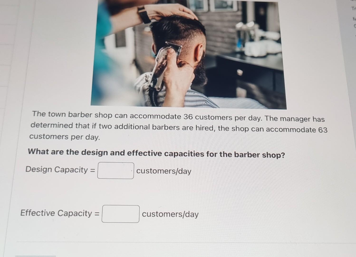 The town barber shop can accommodate 36 customers