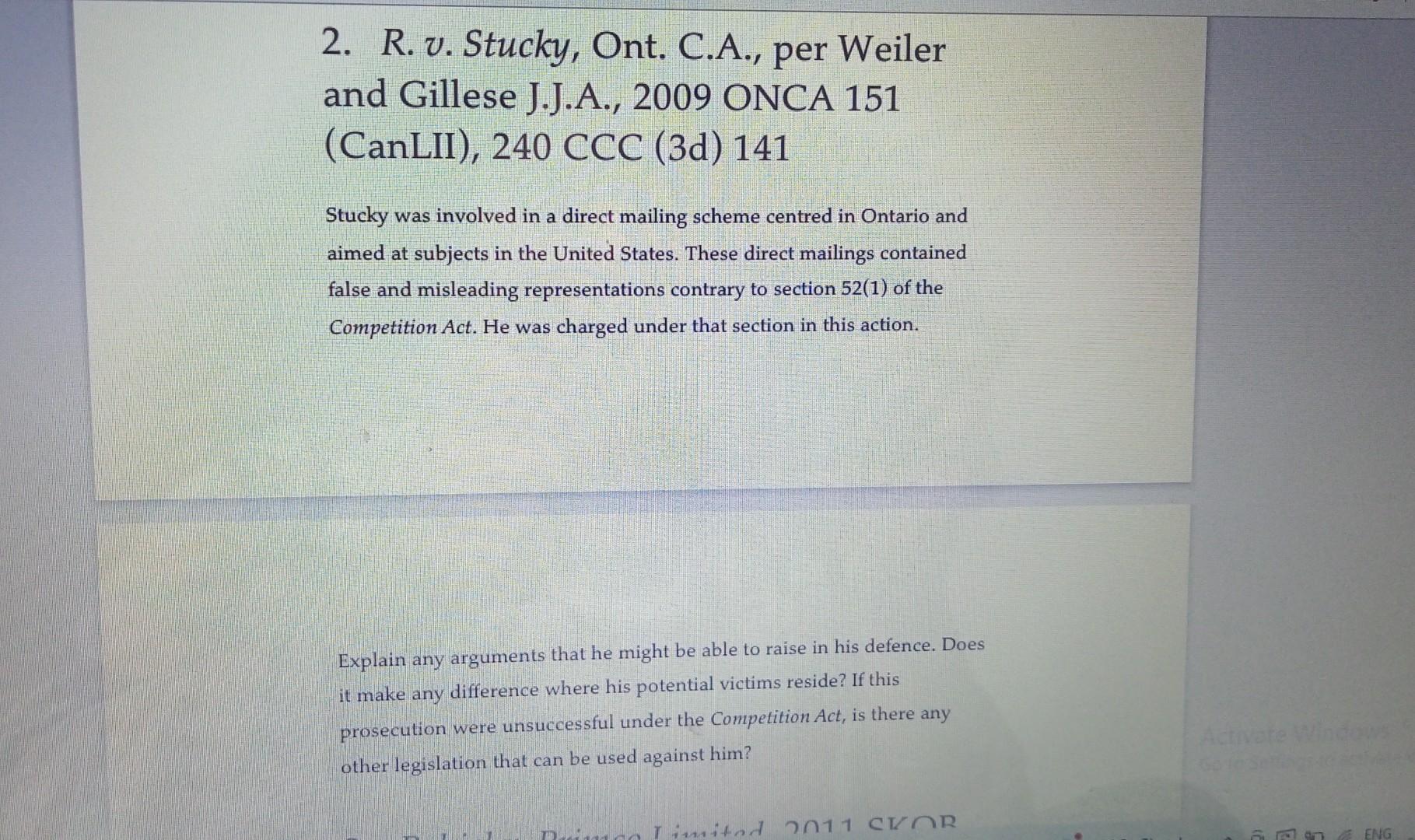 1. Resch v. Canadian Tire Corporation, 2006
