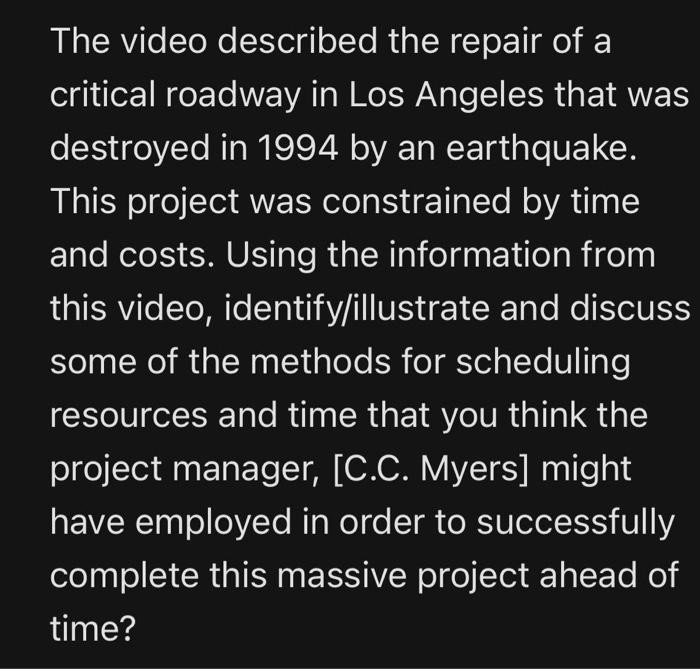 The video described the repair of a critical