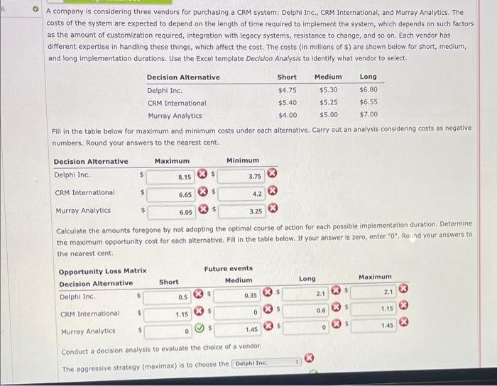 A company is considering three vendors for