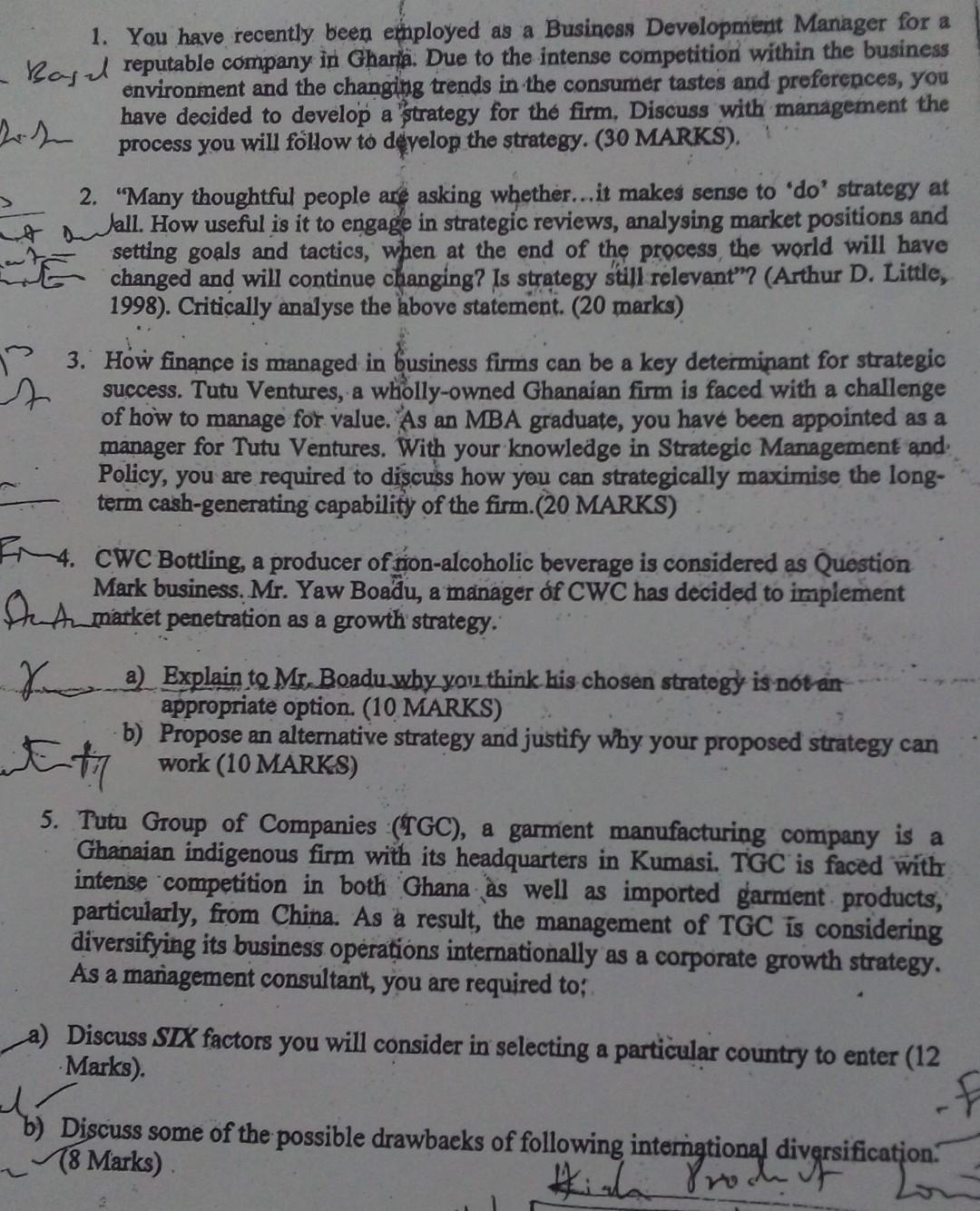 1. You have recently been employed as a Business